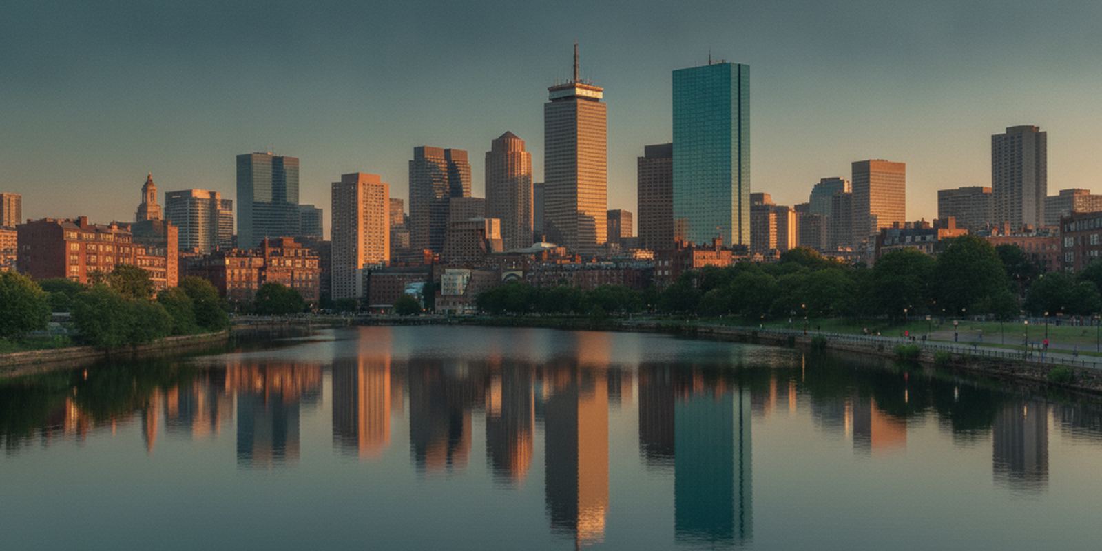 Illustration of the Boston skyline across the river